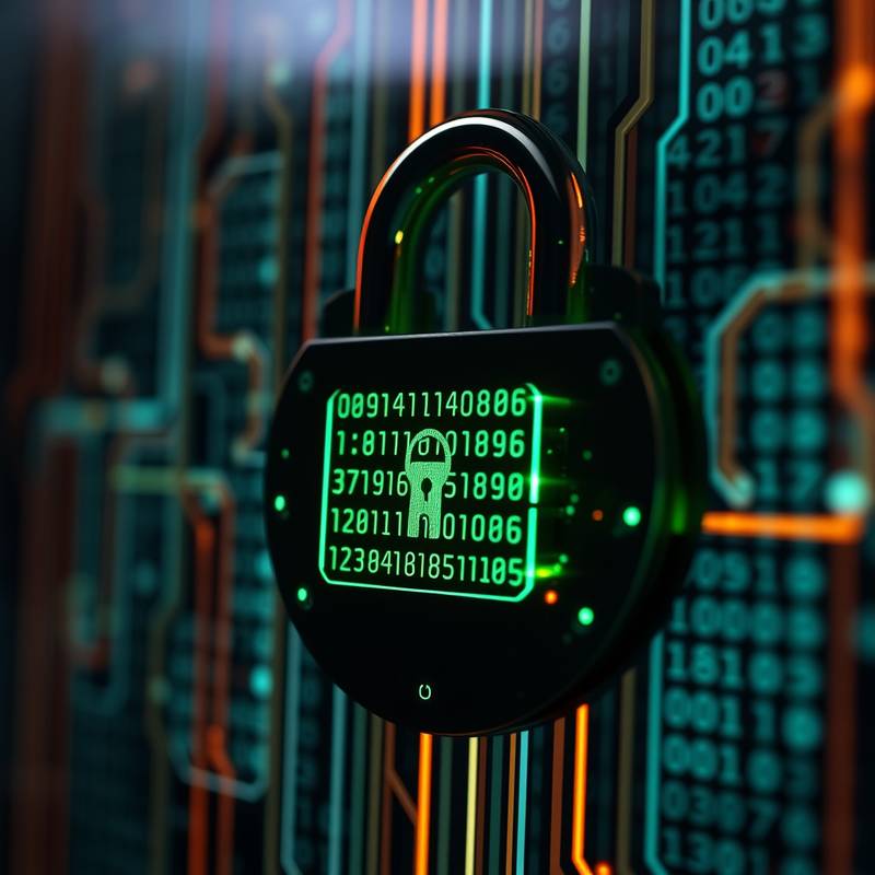 Lock and digital code representing cybersecurity.